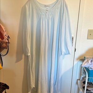 Miss Elaine Soft Blue Textured Nightgown 3x